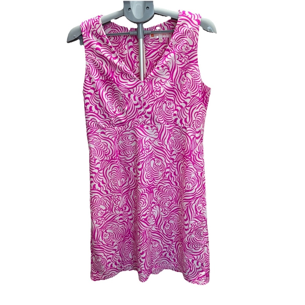 Jude Connally Dress Women's Large Pink Lion Print Sleeveless Nylon Made‎ in USA